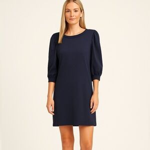 Row A Navy Puff Sleeve Shift Dress – Size L